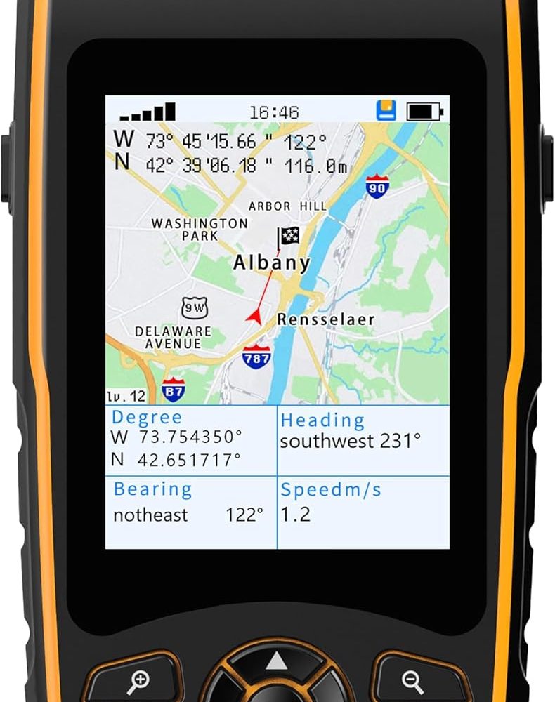 A8 Handheld GPS for Hiking, Rugged and Waterproof Handheld GPS Navigator, 3.2" Sunlight Readable Screen, Compact Satellite Handheld GPS with USA Base Map, Multi-GNSS Support, Extra Battery Life