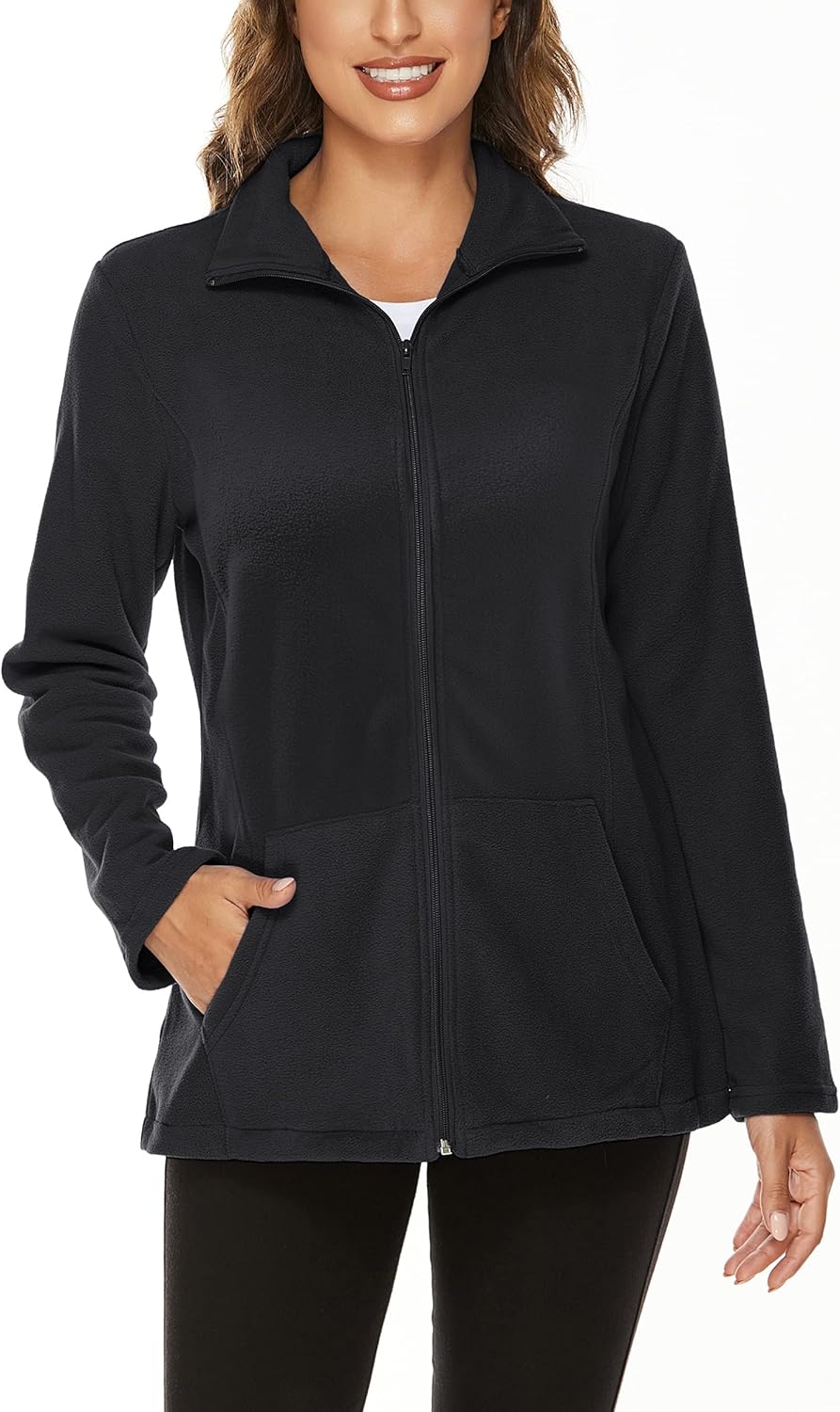 Women's Outdoor Full-Zip Thermal Fleece Jacket with Pockets