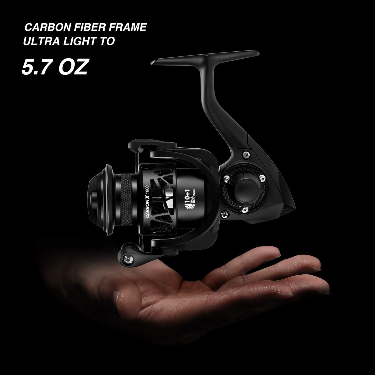 Piscifun Carbon X Spinning Reels, Light to 5.1oz, Carbon Frame and Rotor, 33LBs Max Drag, 10+1 Shielded BB, 5.2:1/6.2:1 High Speed Gear Ratio, Smooth Powerful Saltwater Freshwater Spinning Reel - Image 2